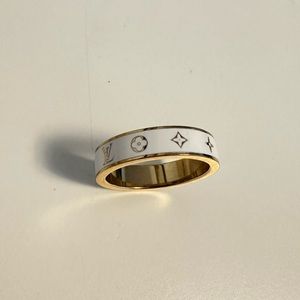 LV white and gold enameled ring size 8